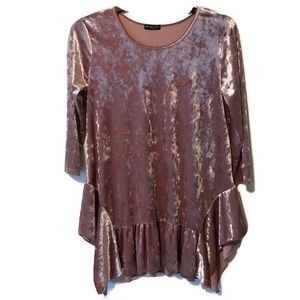 NWT Women’s blush pink faux crushed velvet tunic L